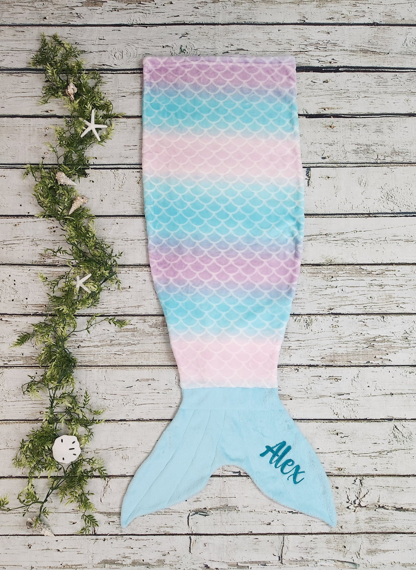 Personalized Fleece Mermaid Tail Blankets