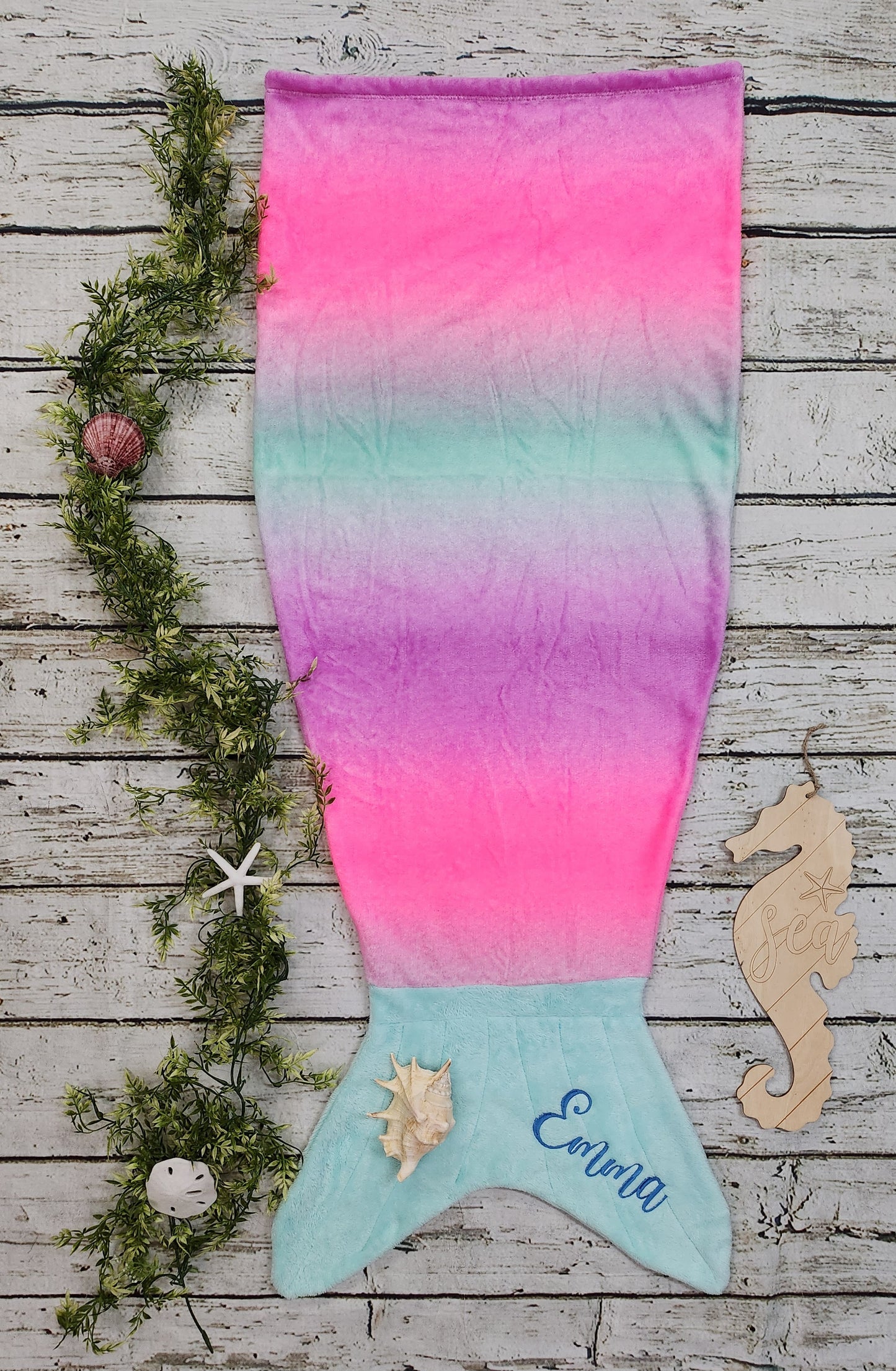 Personalized Fleece Mermaid Tail Blankets