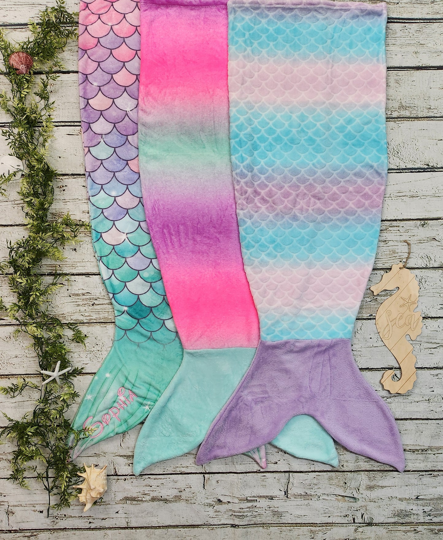Personalized Fleece Mermaid Tail Blankets