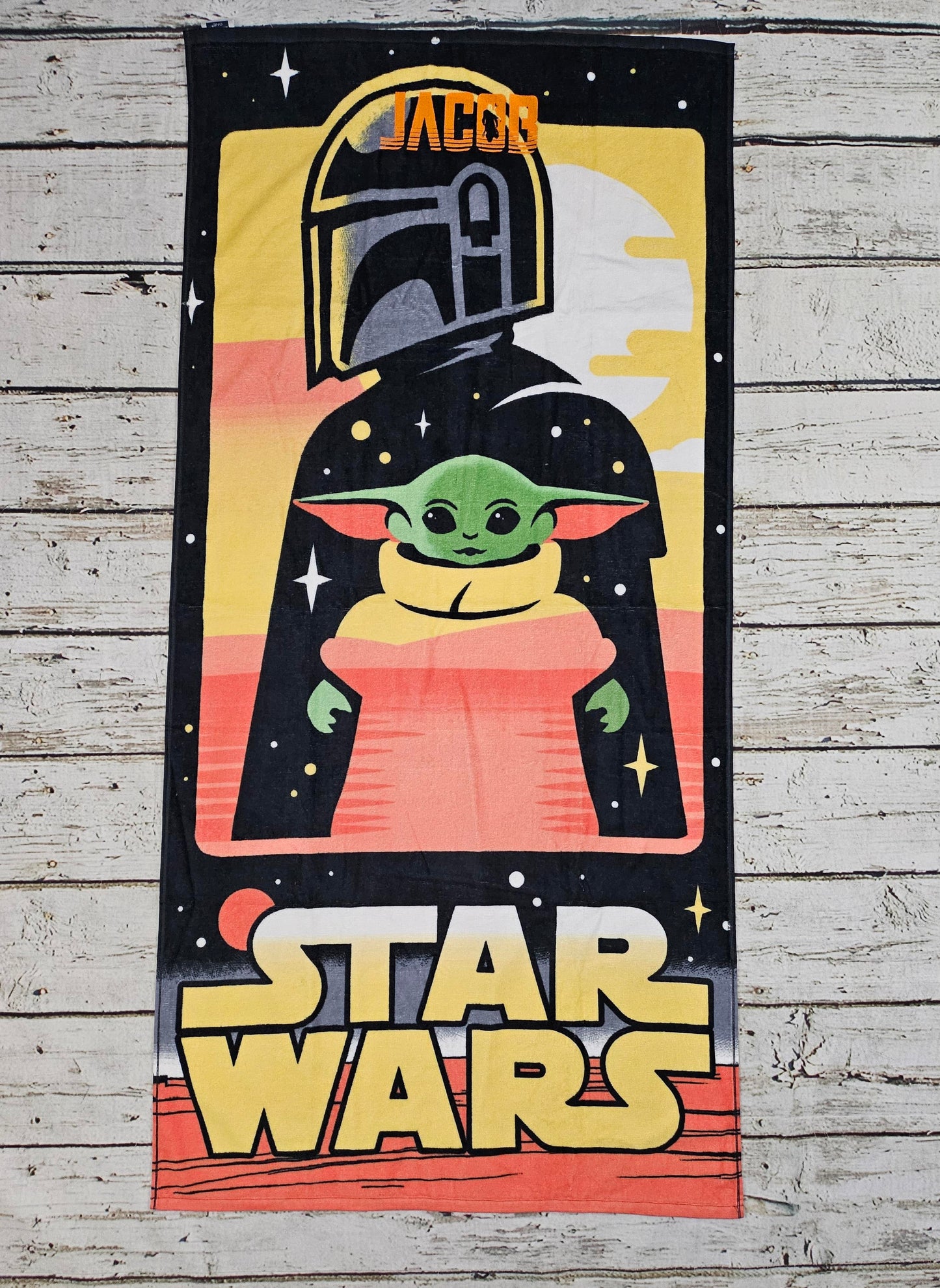 Licensed Star Wars, Mandalorian & Grogu Beach Towels with Personalized Name