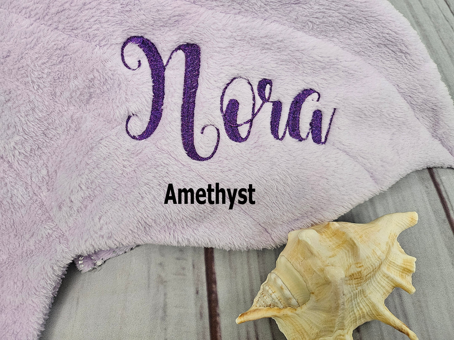 Personalized Mermaid Tail Fleece Blanket with Metallic Thread Embroidery