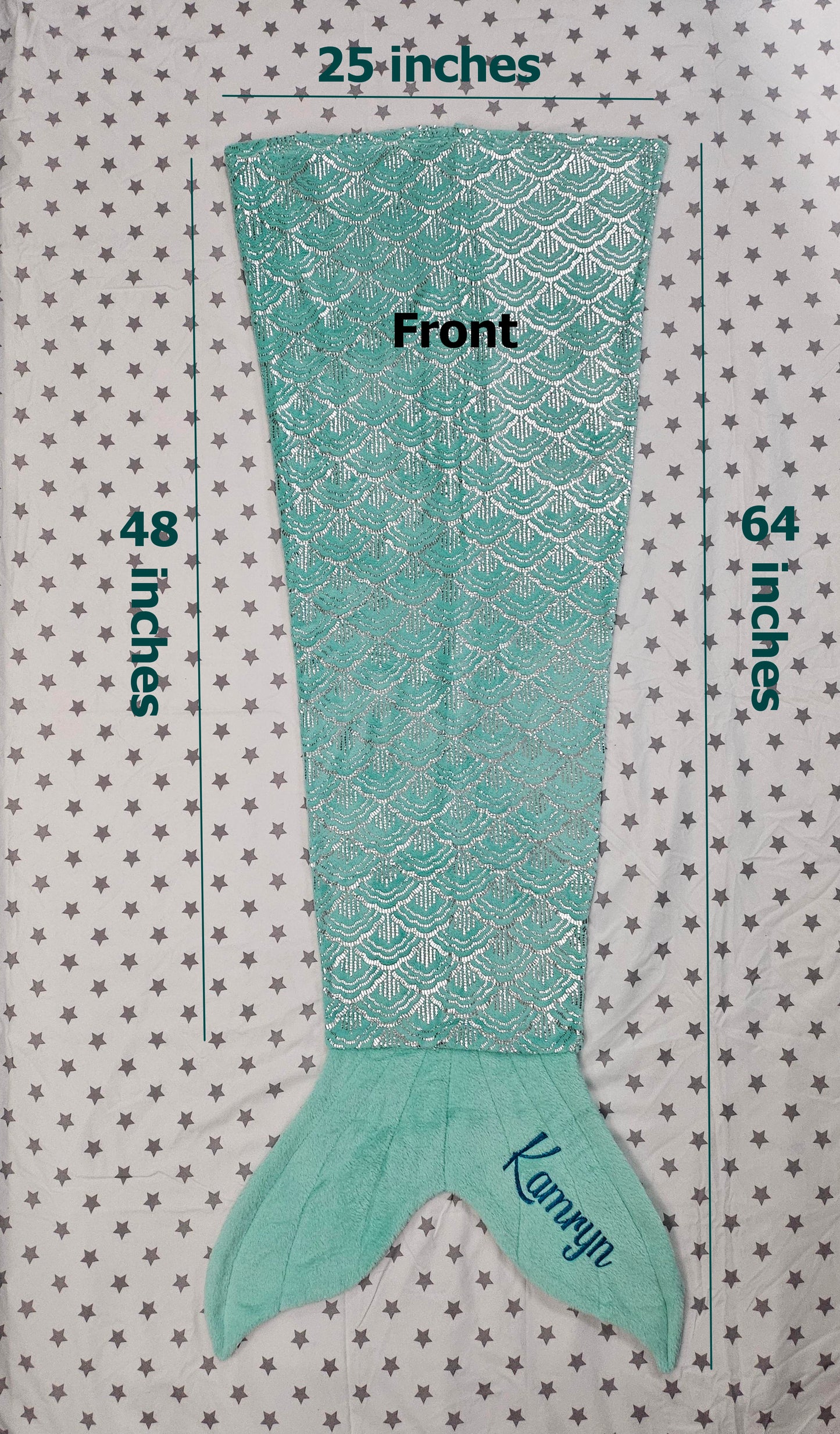 Personalized Fleece Mermaid Tail Blankets with shimmery foil