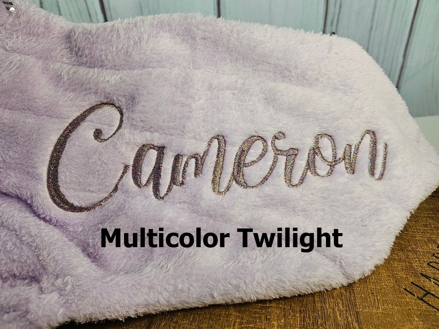 Personalized Mermaid Tail Fleece Blanket with Metallic Thread Embroidery