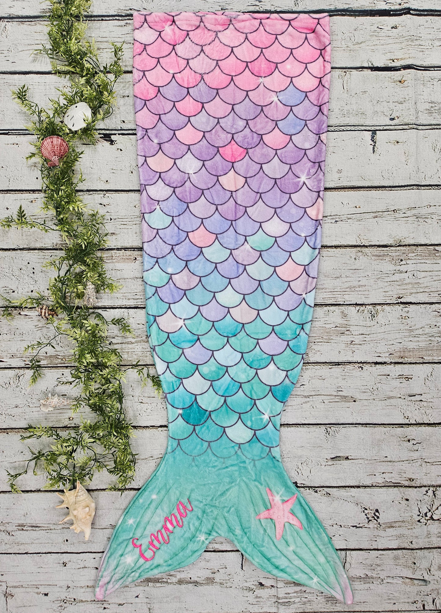 Personalized Fleece Mermaid Tail Blankets