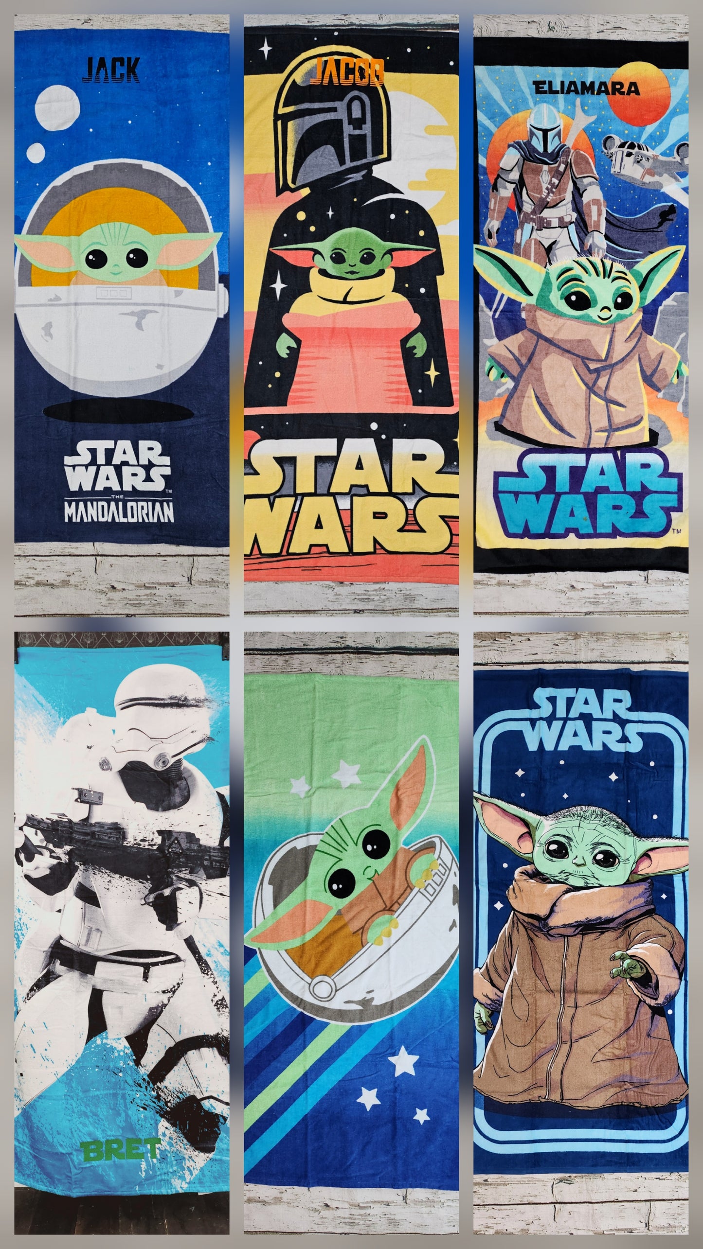 Licensed Star Wars, Mandalorian & Grogu Beach Towels with Personalized Name