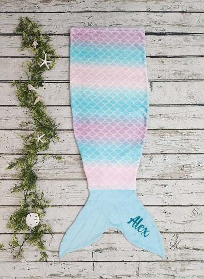 Personalized Fleece Mermaid Tail Blankets