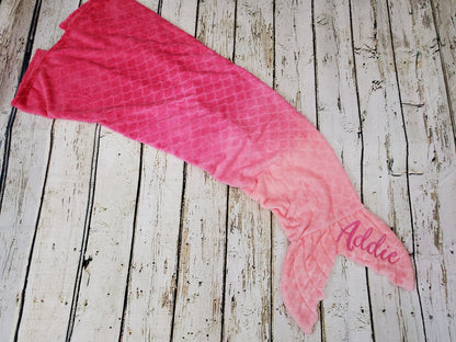 Personalized Embossed Fleece Mermaid Tail Blanket