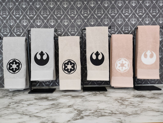 Deluxe Terry Cloth Kitchen Towel Embroidered with Star Wars Inspired Symbols