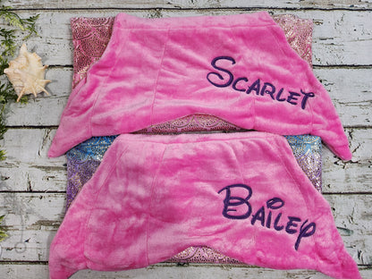 Personalized Shimmery Fleece Large Mermaid Tail Blankets