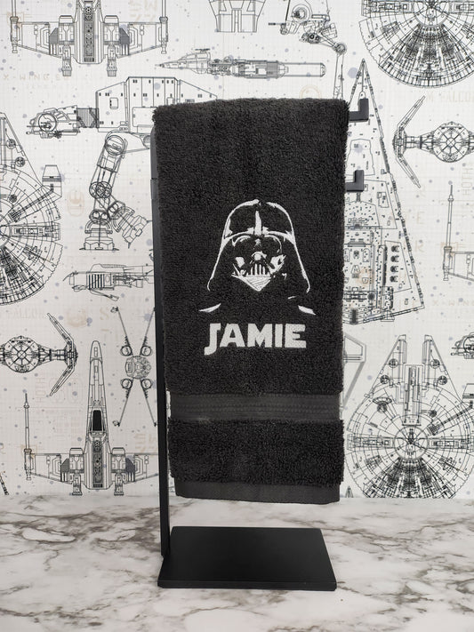 Personalized Black Bathroom Hand Towels