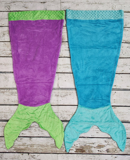 Personalized Blankie Tails (TM) Fleece Mermaid tail Blanket (Medium Size for ages 5-12)