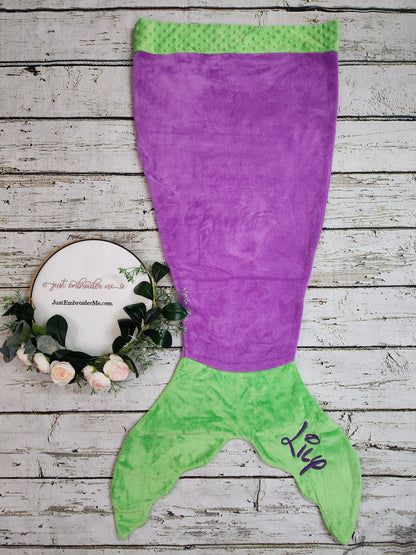 Personalized Blankie Tails (TM) Fleece Mermaid tail Blanket (Medium Size for ages 5-12)