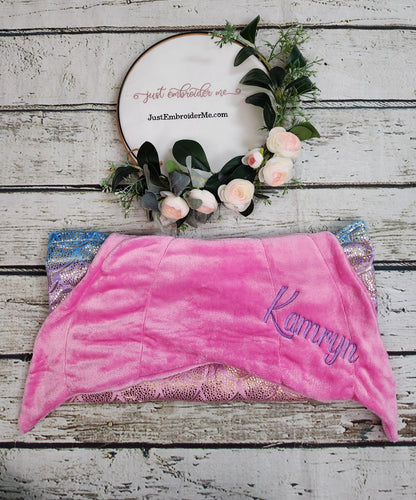 Personalized Shimmery Fleece Large Mermaid Tail Blankets