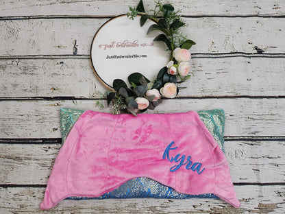Personalized Shimmery Fleece Large Mermaid Tail Blankets