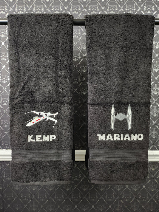 Personalized Black Bath Towels