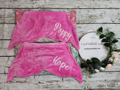 Personalized Shimmery Fleece Large Mermaid Tail Blankets