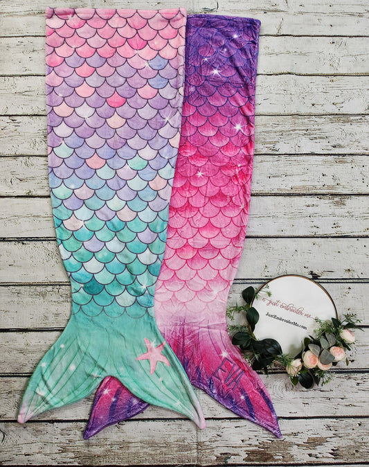 Personalized Fleece Mermaid Tail Blankets