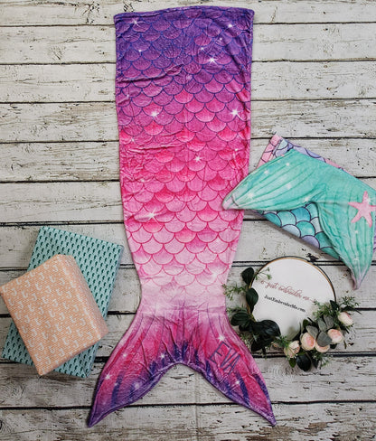 Personalized Fleece Mermaid Tail Blankets