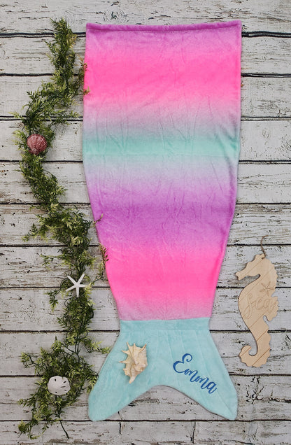 Personalized Fleece Mermaid Tail Blankets