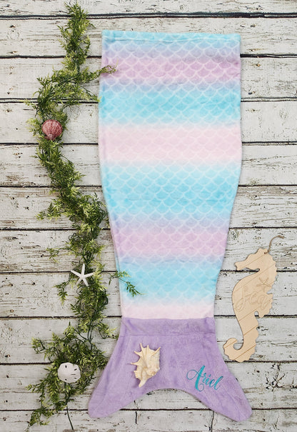 Personalized Fleece Mermaid Tail Blankets