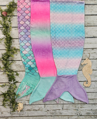 Personalized Fleece Mermaid Tail Blankets