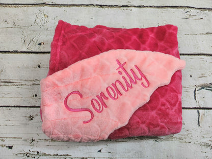 Personalized Embossed Fleece Mermaid Tail Blanket