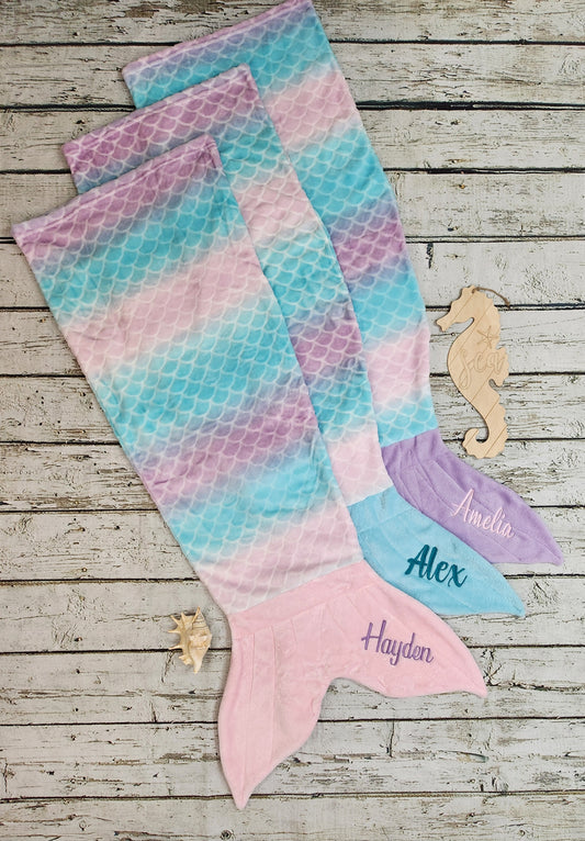 Personalized Fleece Mermaid Tail Blankets