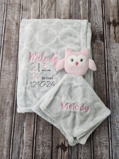 Embroidered Baby Blanket & Lovie set