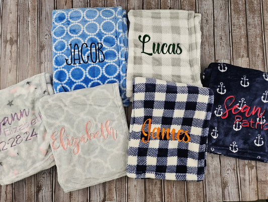 Soft Fleece Embroidered Baby Blankets