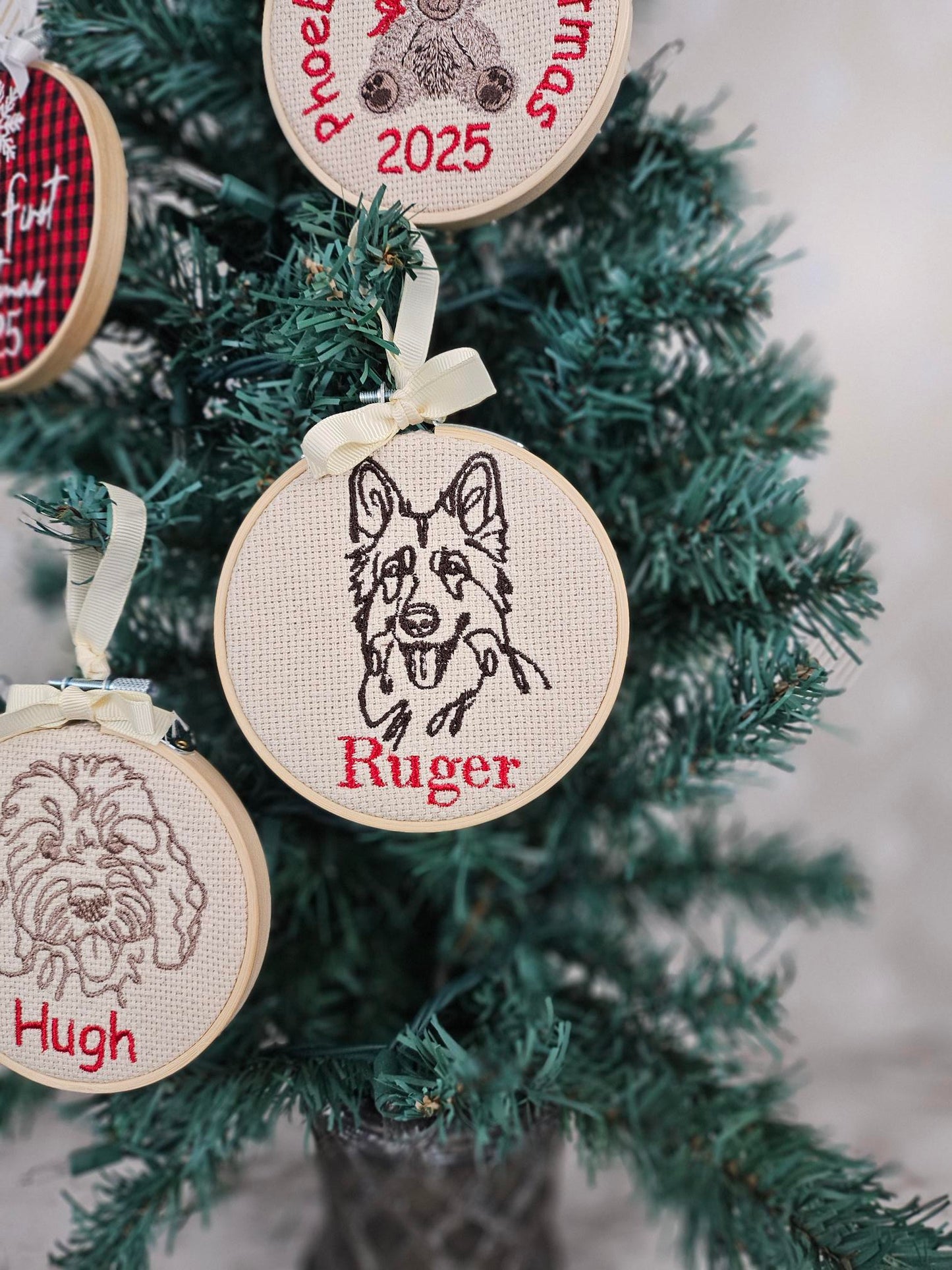 Personalized Dog Breed Embroidered Ornaments
