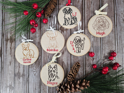 Personalized Dog Breed Embroidered Ornaments