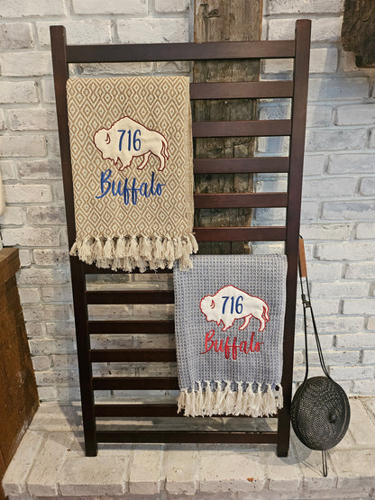 Buffalo NY Gift Basket with Blue Throw Blanket & 3 towels | Buffalo Signature Collection