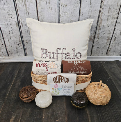 Buffalo NY Gift Basket with Buffalo Check Pillow & Towels | Buffalo Signature Collection