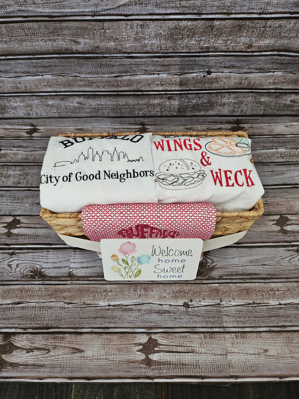 Buffalo NY Gift Basket with Embroidered Towels | Buffalo Red Classic Collection
