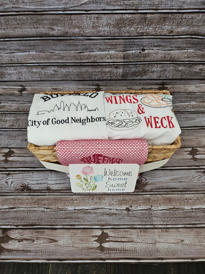 Buffalo NY Gift Basket with Embroidered Towels | Buffalo Red Classic Collection