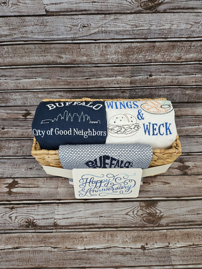 Buffalo NY Gift Basket with Embroidered Towels | Buffalo Blue Classic Collection