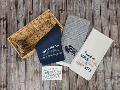 Buffalo NY Gift Basket with Embroidered Towels | Buffalo Blue Classic Collection