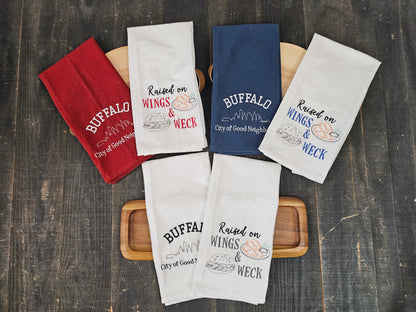 Buffalo NY Gift Baskets with Embroidered Tea Towels | Buffalo Mini White Collection | Housewarming Gift