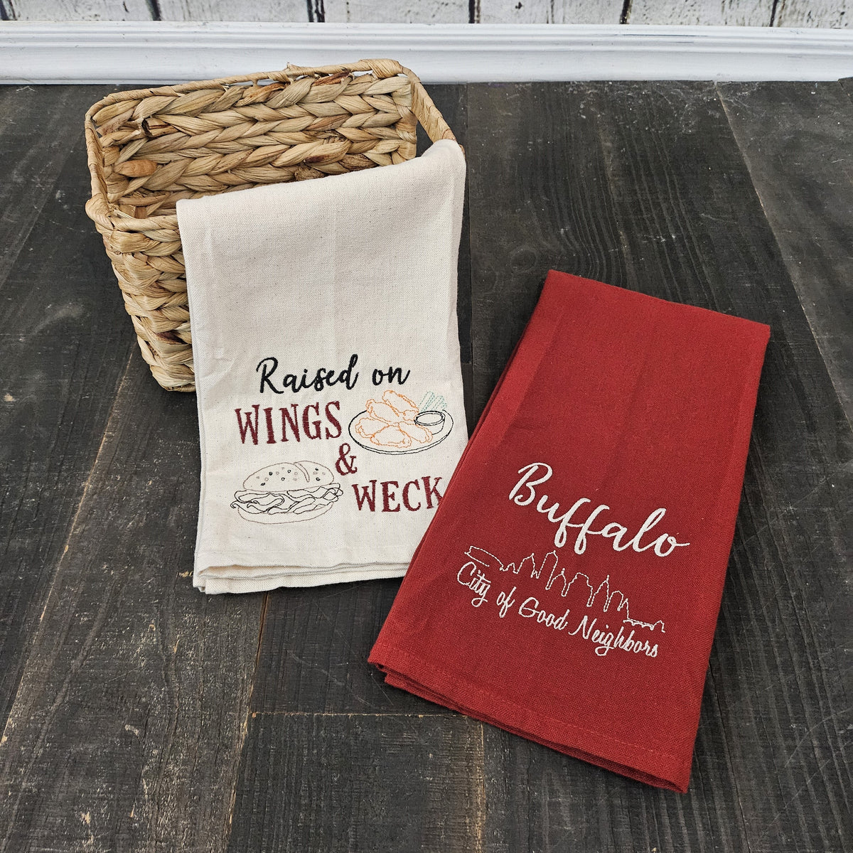 Buffalo NY Gift Baskets with Embroidered Tea Towels | Buffalo Mini Cream Collection | Housewarming Gift (Copy)