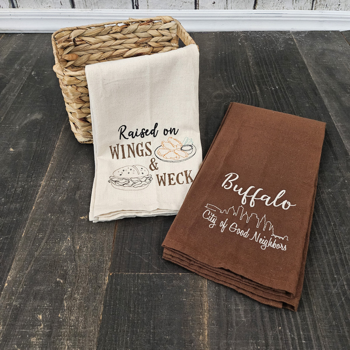 Buffalo NY Gift Baskets with Embroidered Tea Towels | Buffalo Mini Cream Collection | Housewarming Gift (Copy)