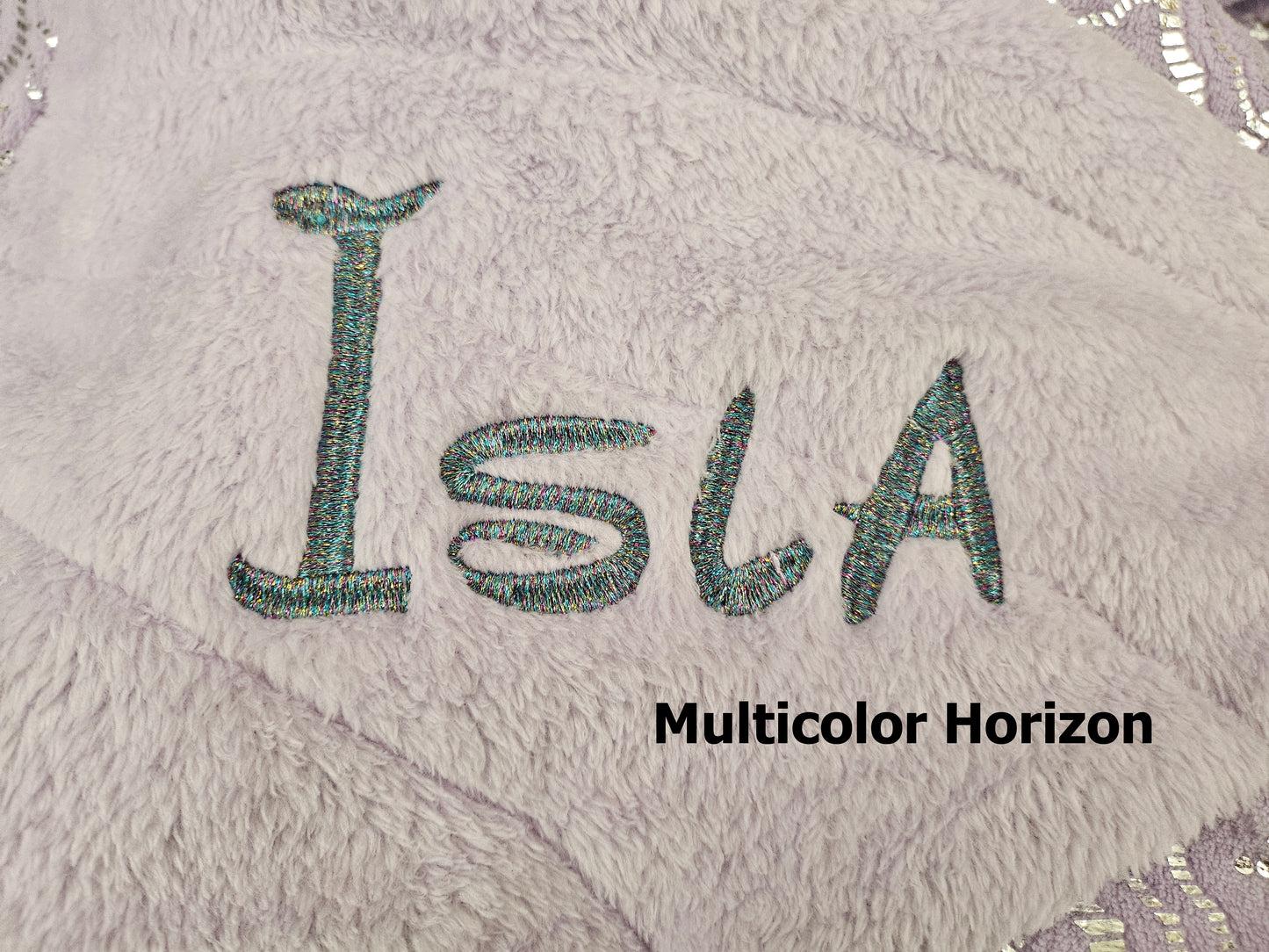 Personalized Mermaid Tail Fleece Blanket with Metallic Thread Embroidery