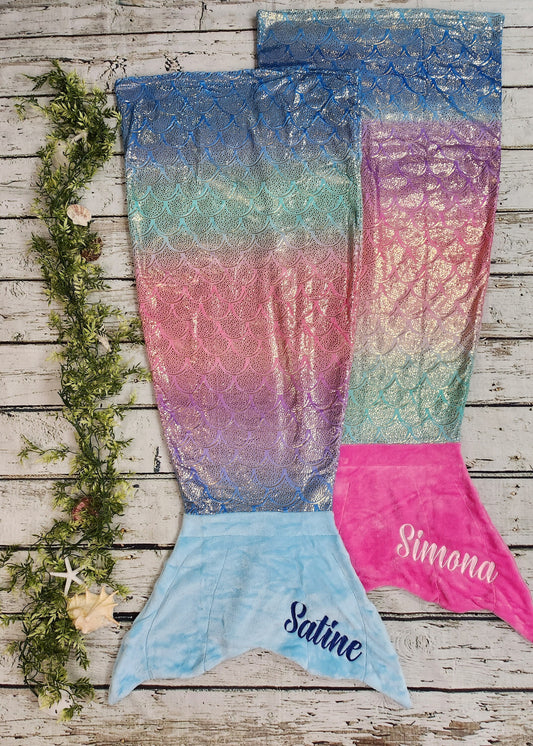 Personalized Fleece Mermaid Tail Blankets