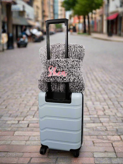 Convertible Travel Pillow & Blanket – Personalized Sherpa Comfort On the Go