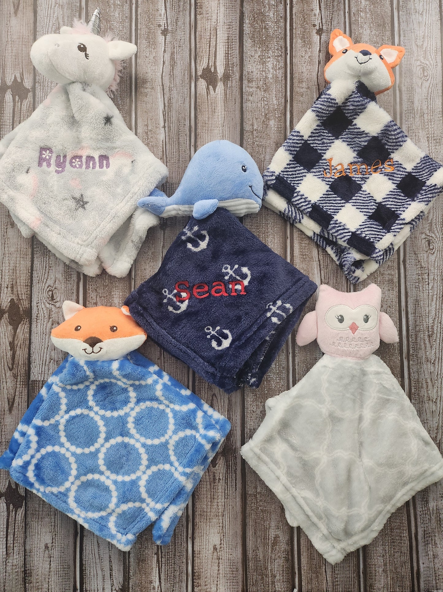 Embroidered Plush Fleece Baby Security Blankets