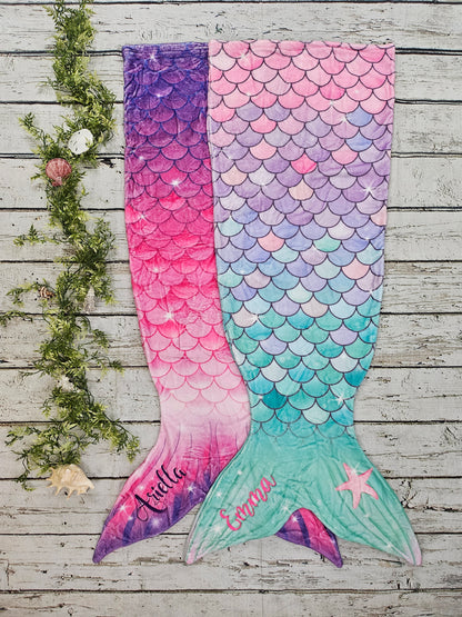 Personalized Fleece Mermaid Tail Blankets