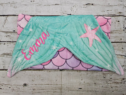 Personalized Fleece Mermaid Tail Blankets