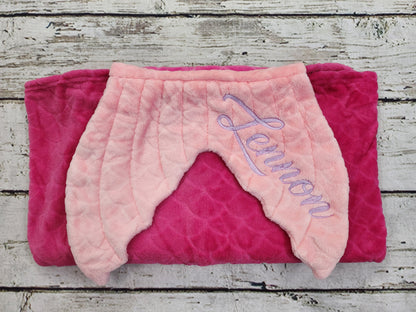 Personalized Embossed Fleece Mermaid Tail Blanket
